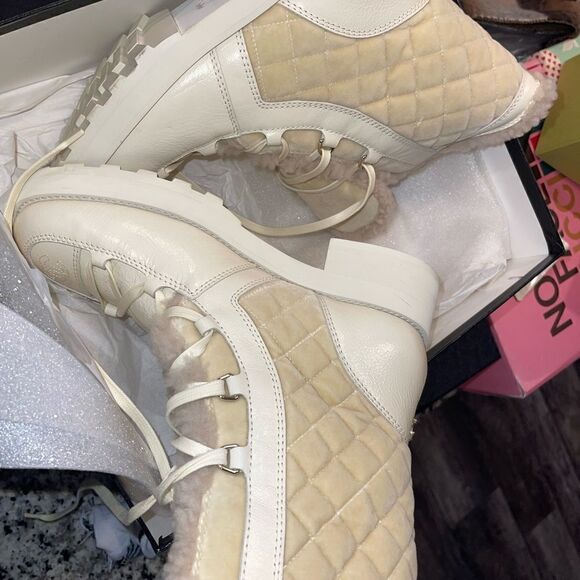 Chanel Leather Shearling Lace up Snow Boots - Picture 6 of 10